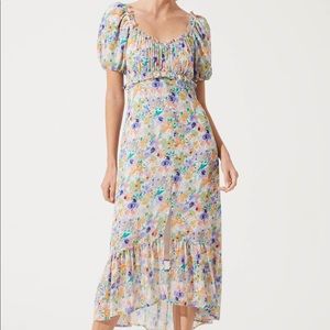 ASTR BALLOON SLEEVE SWEETHEART FLORAL MAXI